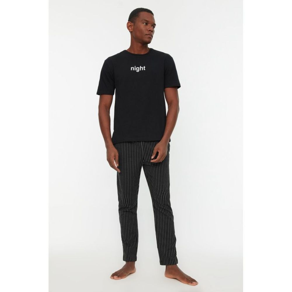 NWT Trendyol Men With Slogan Thin Knit Pajama Set